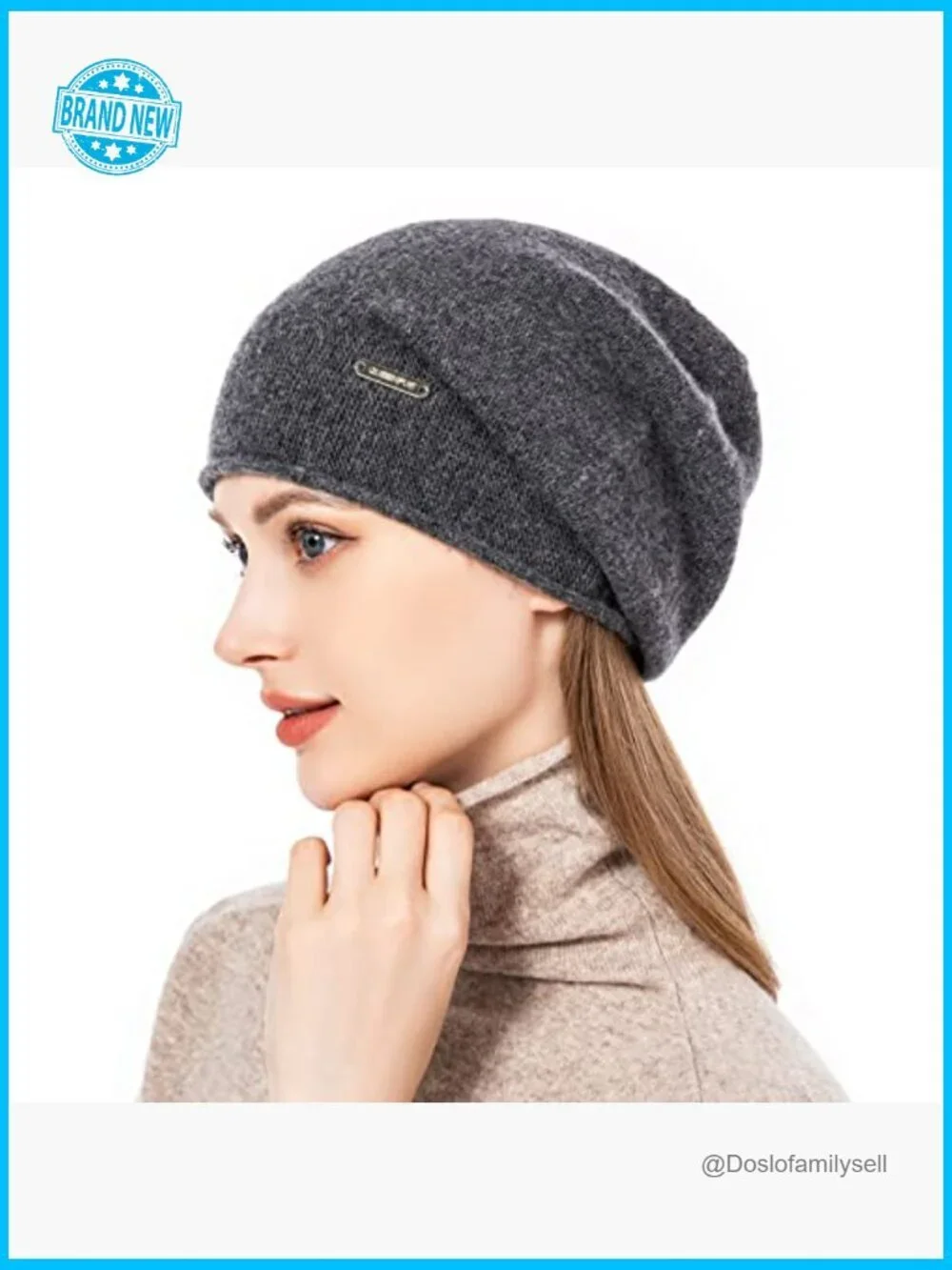Knit Slouchy Beanie Soft Warm Winter Hat Cashmere Blend Ski Cap